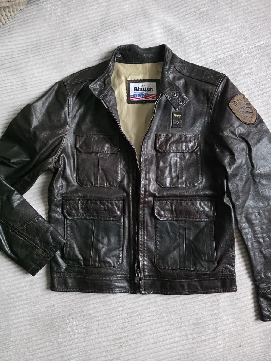 USA Blauer Lederjacke Gr. M