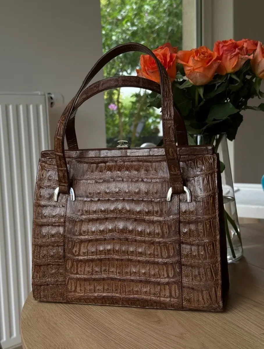 Vintage Handtasche aus echtem Krokodilleder